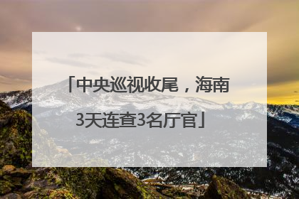 中央巡视收尾，海南3天连查3名厅官